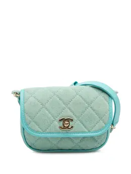 CHANEL Pre-Owned: Голубая сумка через плечо 