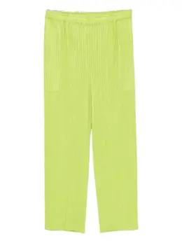 Pleats Please Issey Miyake: Зелёные брюки 