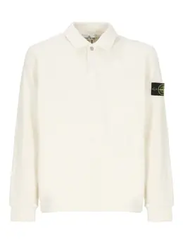 Stone Island: Белое поло  Compass