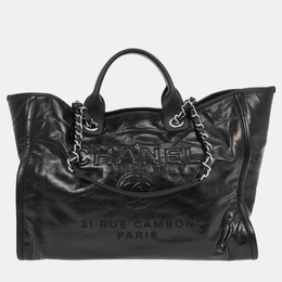 Chanel: Чёрная сумка-шоппер 