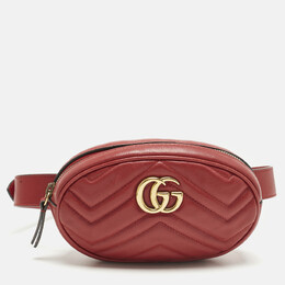 Gucci: Красная поясная сумка  GG Marmont