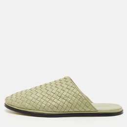 Bottega Veneta: Зелёные сабо  Intrecciato
