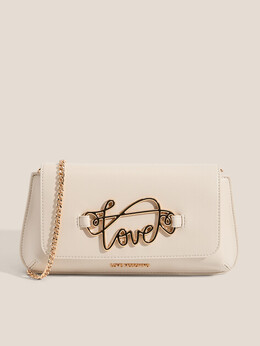 Love Moschino: Бежевый клатч 