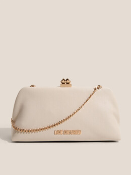 Love Moschino: Бежевый клатч 