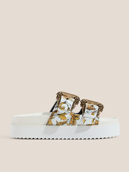 Versace Jeans Couture: Белые шлёпанцы 