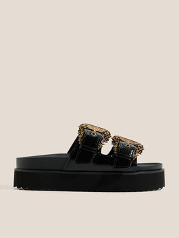 Versace Jeans Couture: Чёрные шлёпанцы 