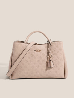 Guess: Бежевая спортивная сумка 