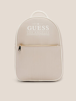 Guess: Бежевая спортивная сумка 