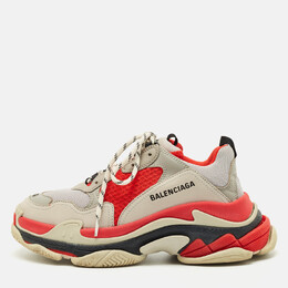 Balenciaga: Красные кроссовки  Triple S
