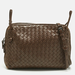 Bottega Veneta: Коричневая сумка через плечо  Intrecciato