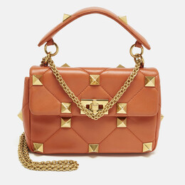 Valentino: Помаранчеві сумки на руку  Roman Stud