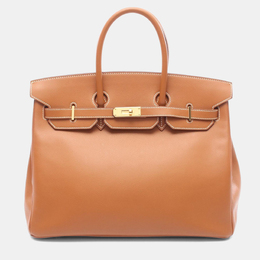 Hermes: Коричневі сумки  Birkin 35