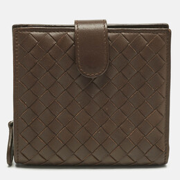 Bottega Veneta: Тёмный кошелёк  Intrecciato