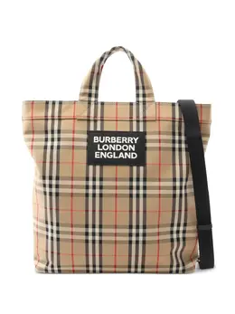 Burberry: Бежевая сумка-шоппер 