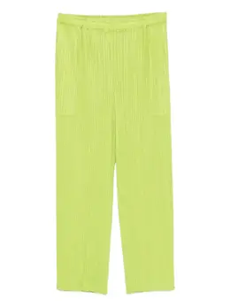 Pleats Please Issey Miyake: Зелёные брюки 