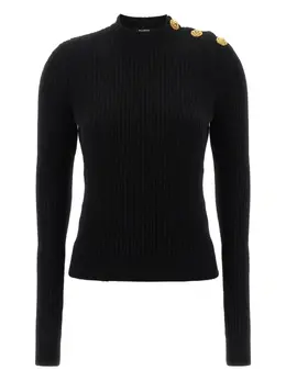 Balmain: Чёрный свитер 