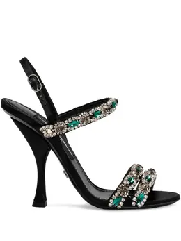 Dolce & Gabbana: Чёрные сандалии  Crystal