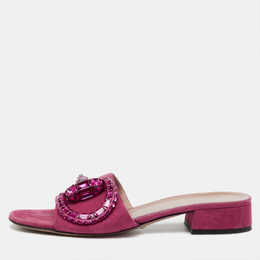 Gucci: Розовые сандалии  Horsebit