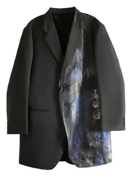 Yohji Yamamoto: Куртка с абстрактным принтом 