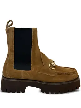Gucci: Коричневые ботинки  Horsebit