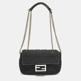 Fendi: Чёрная сумка через плечо  Baguette
