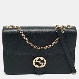 Gucci: Чёрная сумка  Interlocking G