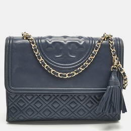 Tory Burch: Синяя сумка  Fleming