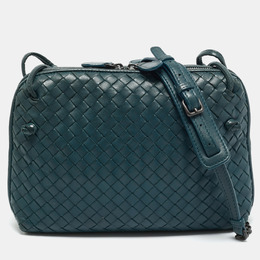 Bottega Veneta: Зелёная сумка через плечо  Intrecciato