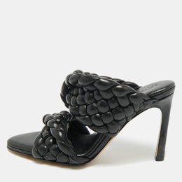 Bottega Veneta: Чёрные сандалии  Intrecciato
