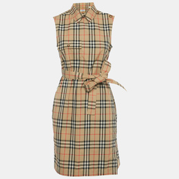 Burberry: Бежевое платье  Vintage Check