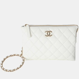 Chanel: Белый клатч 