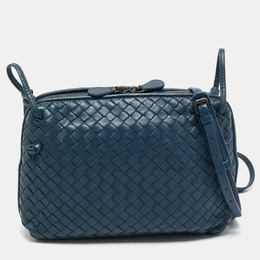 Bottega Veneta: Сині сумки через плече  Intrecciato