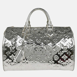 Louis Vuitton: Серебристая сумка  Speedy 30