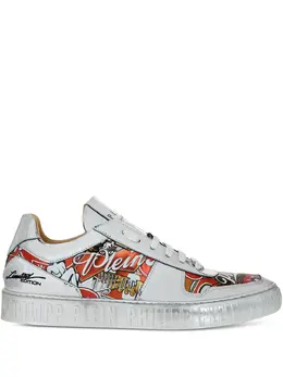 Philipp Plein: Серебристые кроссовки 