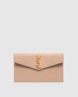 Saint Laurent: Бежеві клатчі  Uptown
