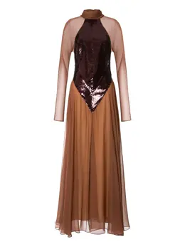 Alberta Ferretti: Коричневое платье 