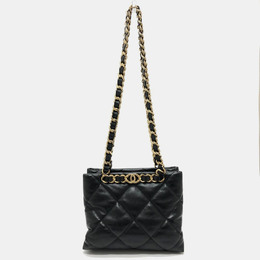 Chanel: Чёрная сумка-шоппер 