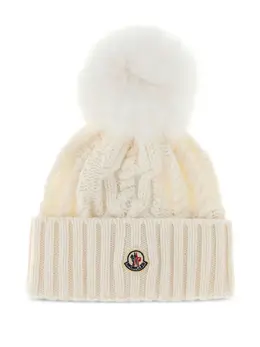 Moncler: Белая шапка 
