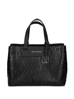 Armani Exchange: Чёрная сумка-шоппер 