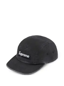 Supreme: Чёрная кепка  Washed Chino Twill Camp