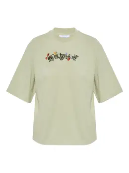 Off-White: Футболка с растительным принтом 