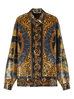 Versace: Рубашка с леопардовым принтом 