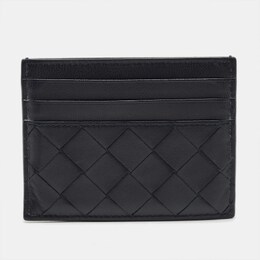 Bottega Veneta: Синий картхолдер  Intrecciato