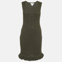 Bottega Veneta: Зелёное платье  Fringe