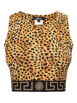 Versace: Топ  Medusa с леопардовым принтом