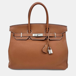 Hermes: Коричневі сумки  Birkin 35