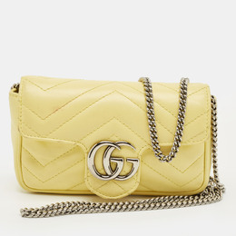 Gucci: Жёлтая сумка  GG Marmont