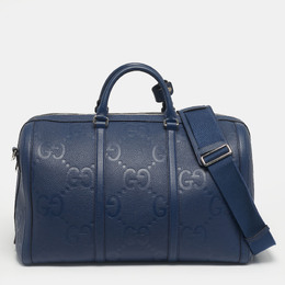 Gucci: Синяя спортивная сумка  GG
