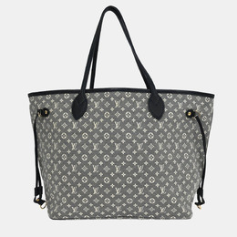 Louis Vuitton: Синяя сумка-шоппер  Neverfull MM