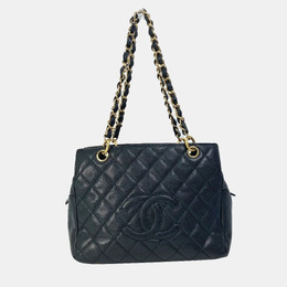 Chanel: Чёрная сумка-шоппер 